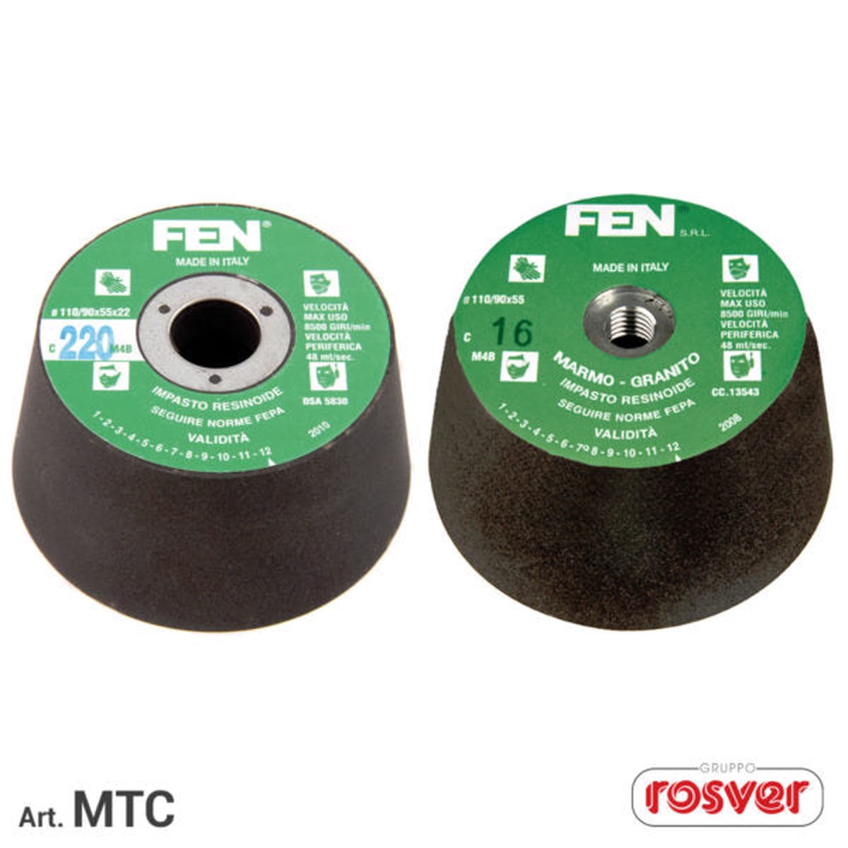 Rebarbadoras de copo abrasivas Fast Grinder (MTC) com baquelite