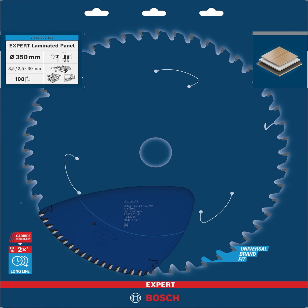 Discos para serras circulares. Bosch Accessories (Lmina de serra circular EXPERT Laminated Panel, 350 x 3,5/2,5 x 30mm, T108)
