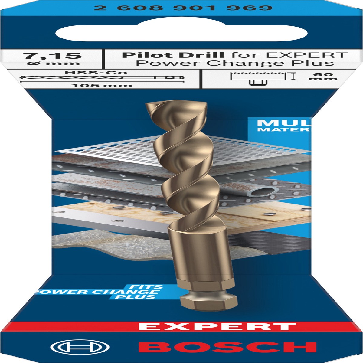 Acessrios de funo serras craneanas Bosch Accessories (Broca de centrar para EXPERT Power Change Plus, HSS-Co, 7,15 x 60 x 105 mm)