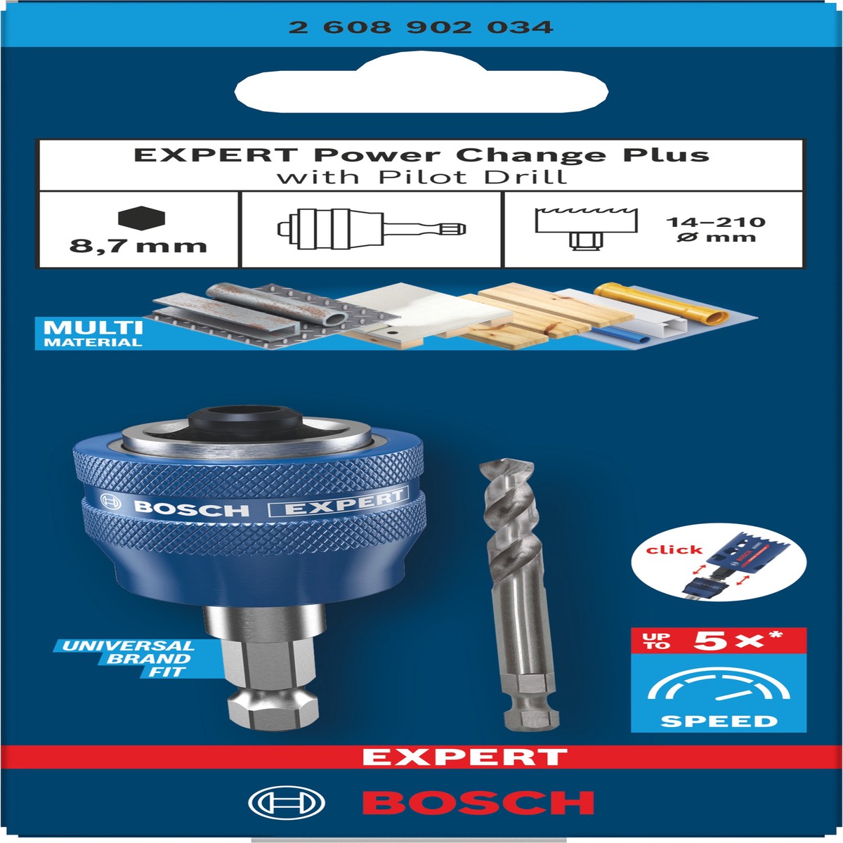 Acessrios de funo serras craneanas Bosch Accessories (Eixo EXPERT Power Change Plus com broca de centrar, encabadouro hexagonal de 8,7 mm, HSS-G, 7,15 x 45 x 85 mm)
