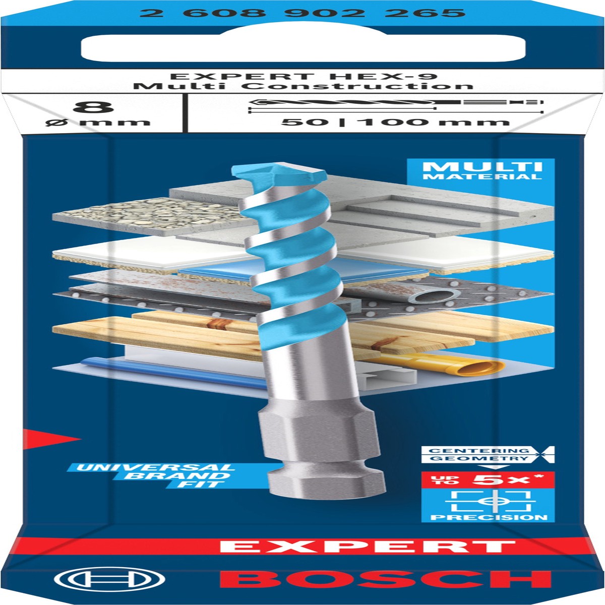 Broca Bosch Accessories (Broca EXPERT HEX-9 Multi Construction, 8 x 50 x 100 mm)