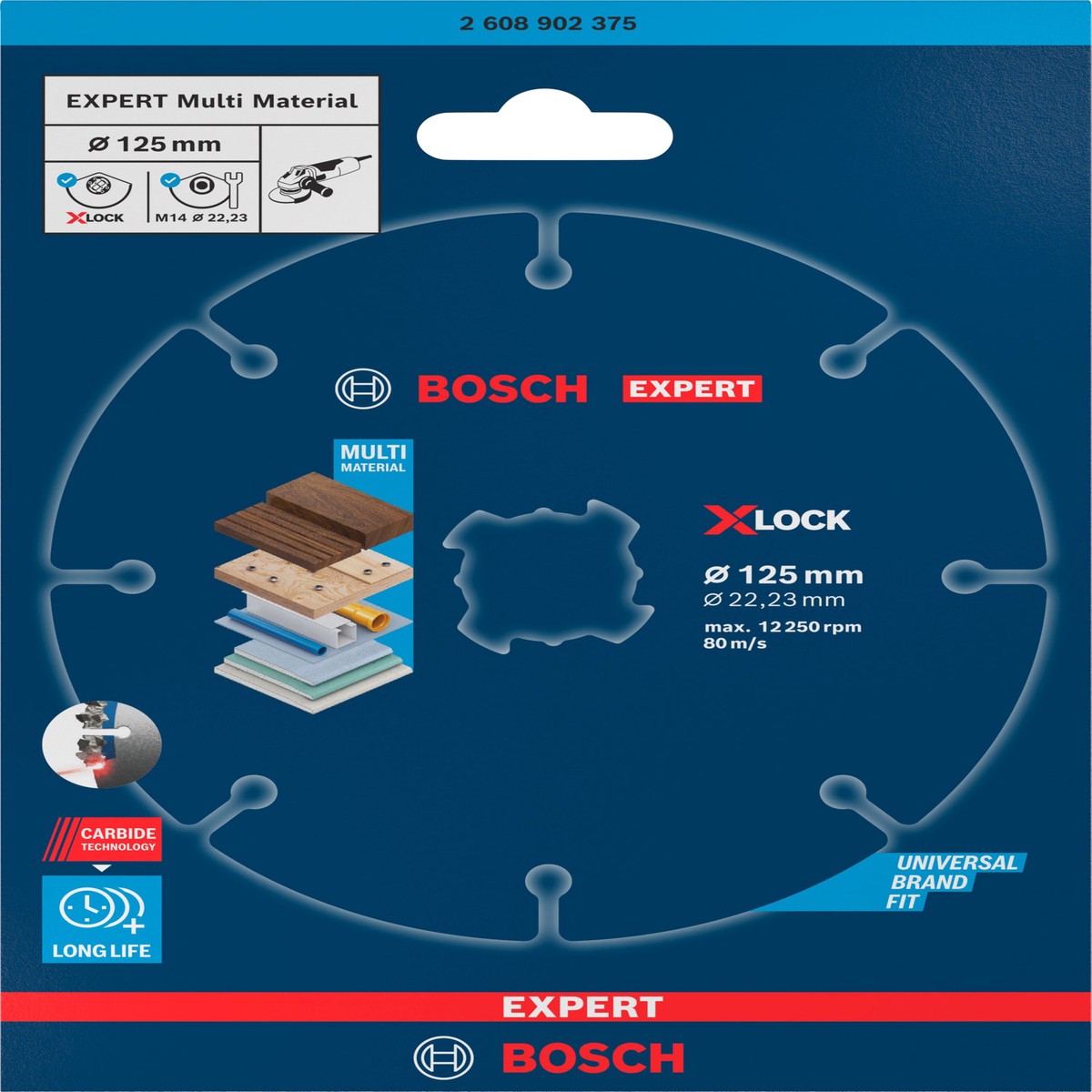 Discos de rebarbar e de corte Bosch Accessories (Disco abrasivo de carboneto EXPERT Multi Material, 125 x 22,23 mm, X-Lock)