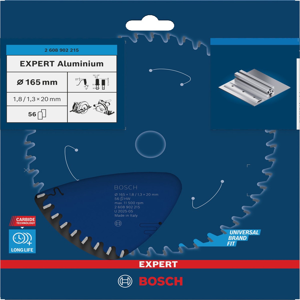 Discos para serras circulares. Bosch Accessories (Lmina de serra circular EXPERT Aluminium, 165 x 1,8/1,3 x 20 mm, T56)