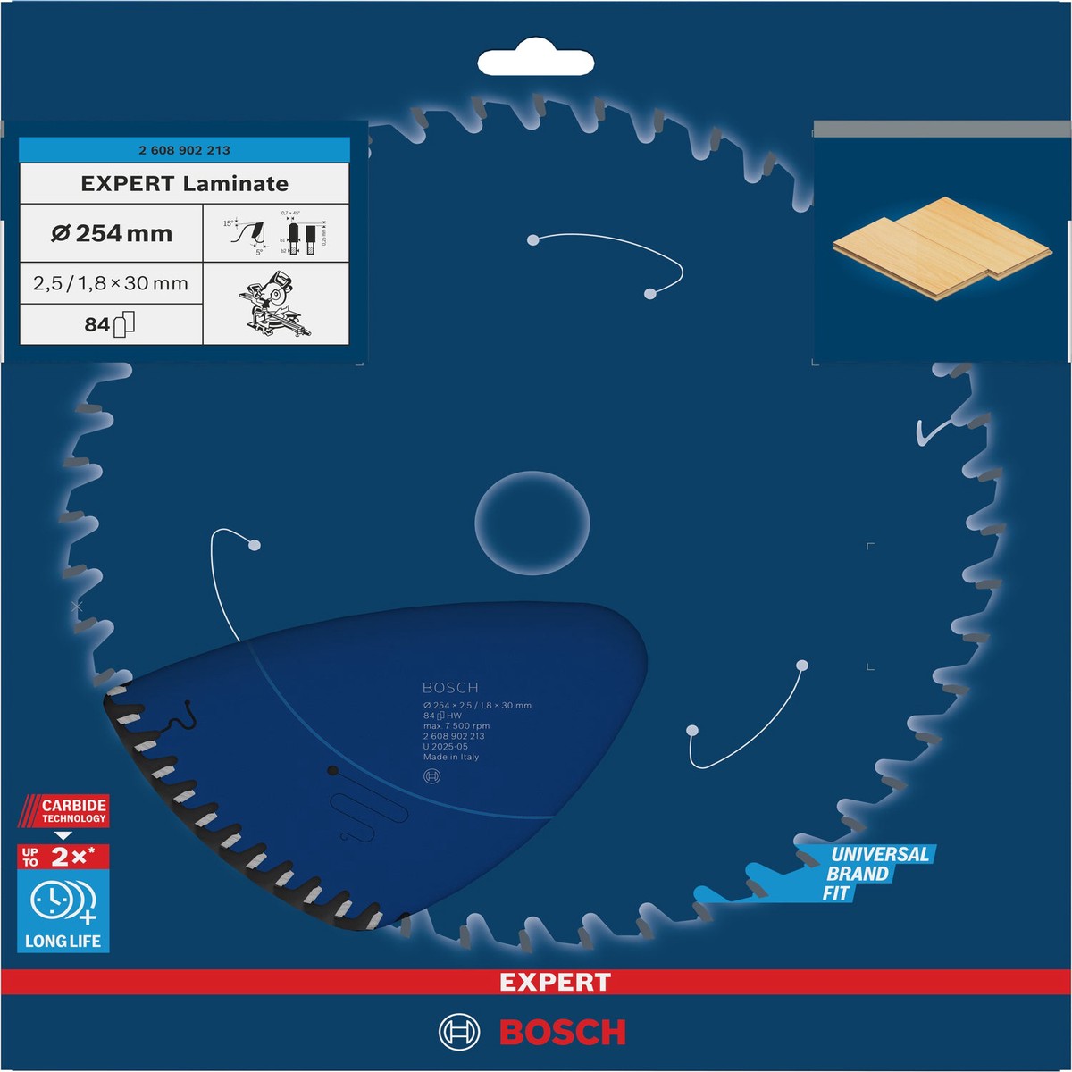 Discos para serras circulares. Bosch Accessories (Lmina de serra circular EXPERT Laminate, 254 x 2,5/1,8 x 30 mm, T84)
