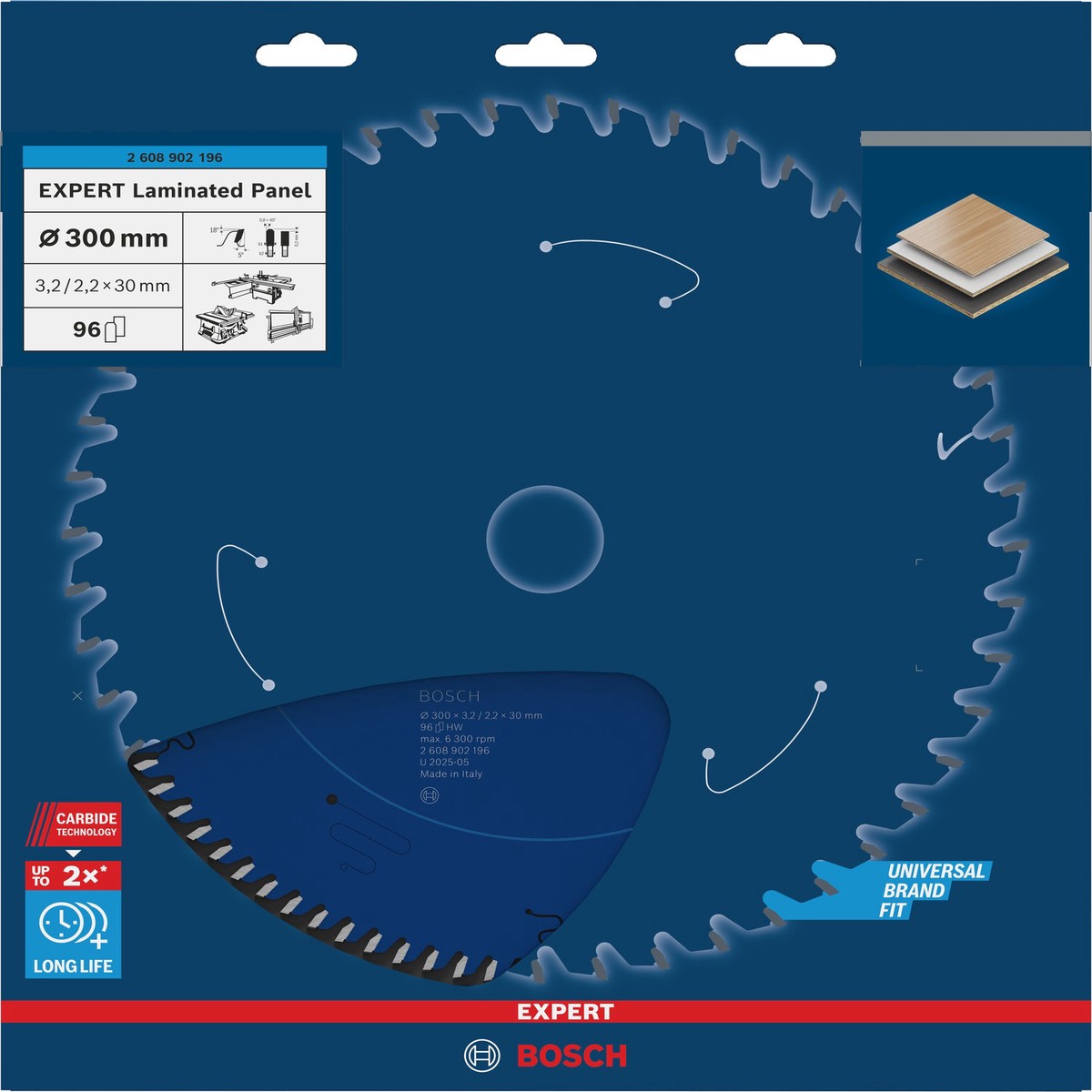 Discos para serras circulares. Bosch Accessories (Lmina de serra circular EXPERT Laminated Panel, 300 x 3,2/2,2 x 30mm, T96)