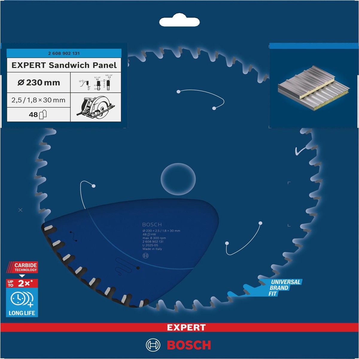 Discos para serras circulares. Bosch Accessories (Lmina de serra circular EXPERT Sandwich Panel, 230 x 2,5/1,8 x 30mm, T48)