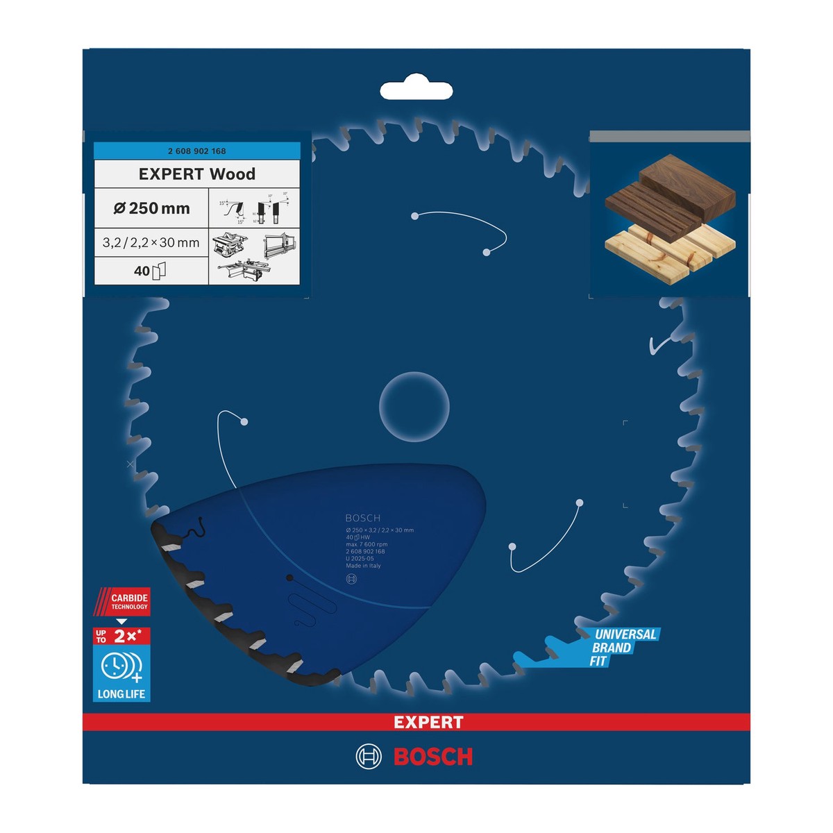 Discos para serras circulares. Bosch Accessories (Lmina de serra circular EXPERT Wood, 250 x 3,2/2,2 x 30 mm, T40)
