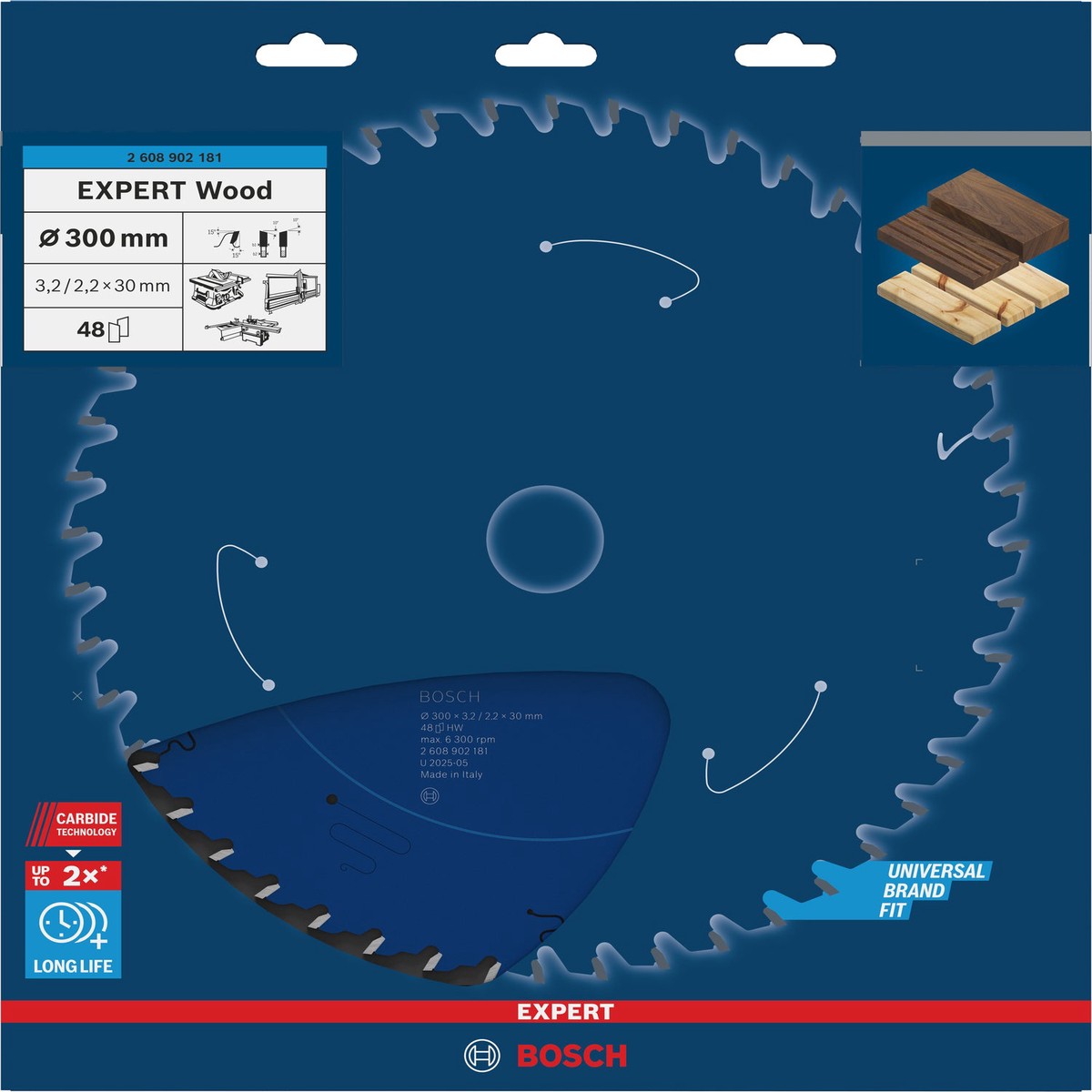 Discos para serras circulares. Bosch Accessories (Lmina de serra circular EXPERT Wood, 300 x 3,2/2,2 x 30 mm, T48)