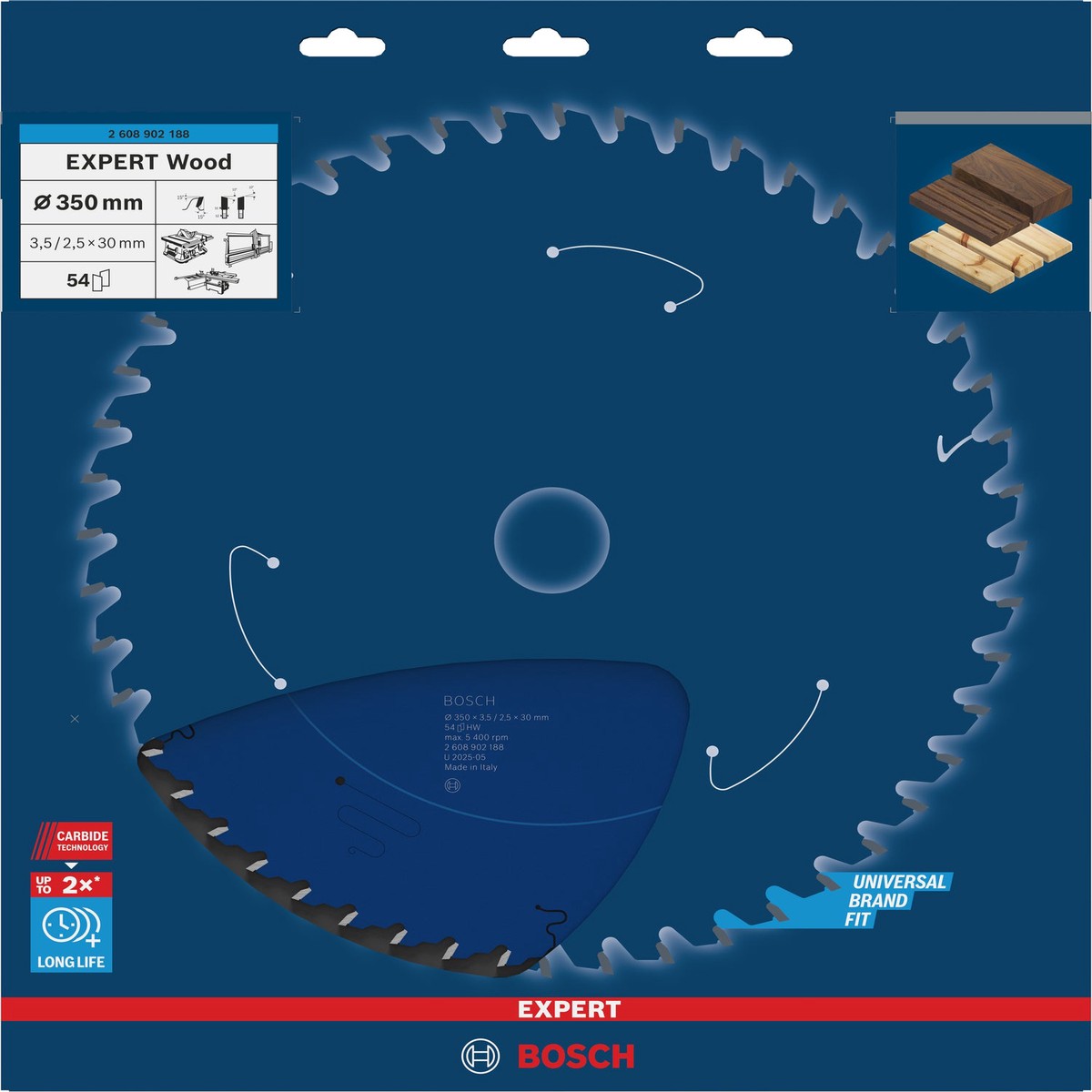 Discos para serras circulares. Bosch Accessories (Lmina de serra circular EXPERT Wood, 350 x 3,5/2,5 x 30 mm, T54)