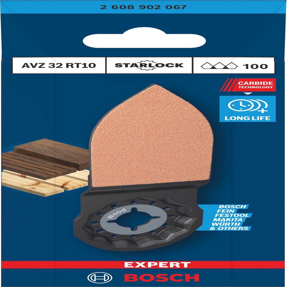 Lminas de serra sabre, ferramenta multifunes Bosch Accessories (Dedo de lixar EXPERT AVZ 32 RT10, 32 x 53 mm)
