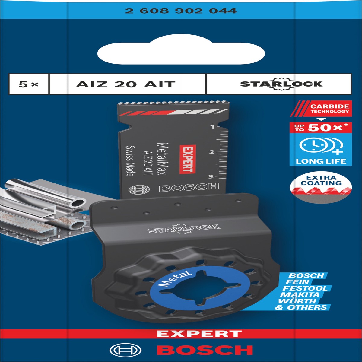 Lminas de serra sabre, ferramenta multifunes Bosch Accessories (Lmina para corte de imerso EXPERT AIZ 20 AIT MetalMax, 20 x 40 mm, 5 unid)