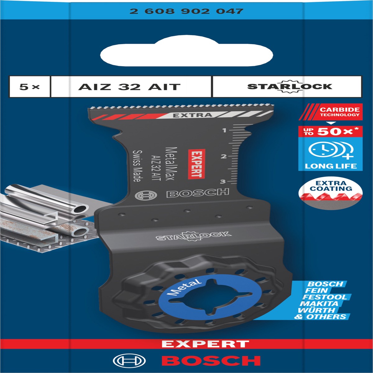 Lminas de serra sabre, ferramenta multifunes Bosch Accessories (Lmina para corte de imerso EXPERT AIZ 32 AIT MetalMax, 32 x 40 mm, 5 unid)