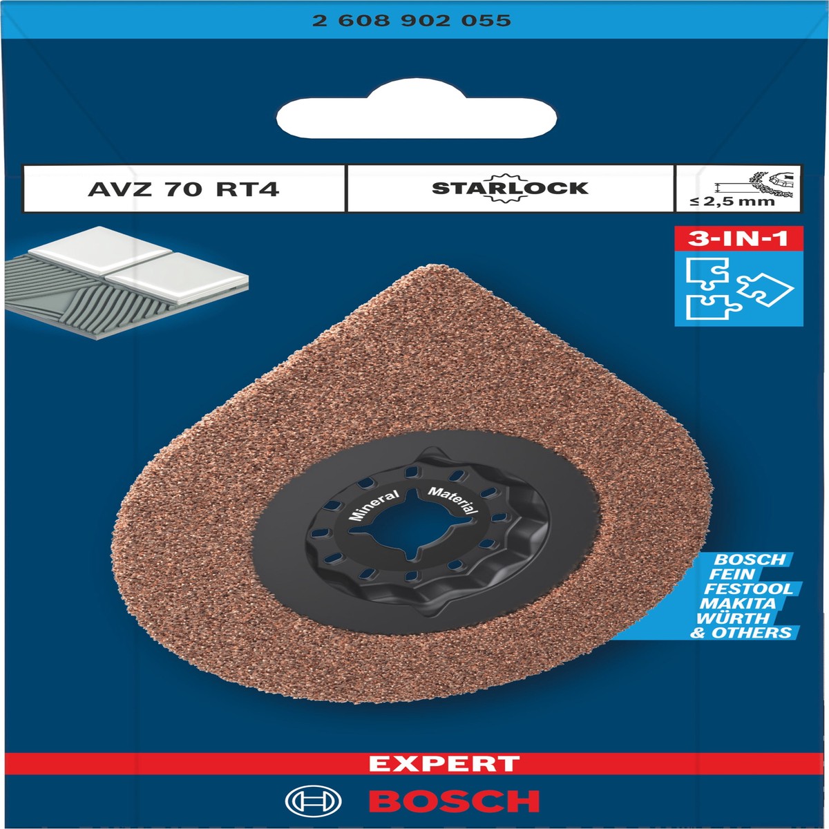Lminas de serra sabre, ferramenta multifunes Bosch Accessories (Placa para argamassa EXPERT AVZ 70 RT4 3 max, 70 mm)