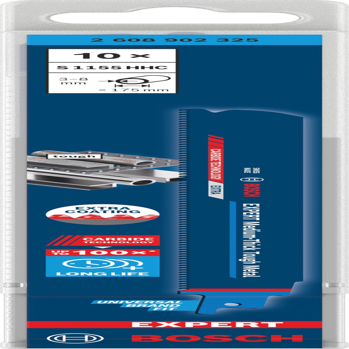Lminas de serrote eltrico, especial Bosch Accessories (Lmina EXPERT Medium-Thick Tough Metal S1155HHC, 10 peas)
