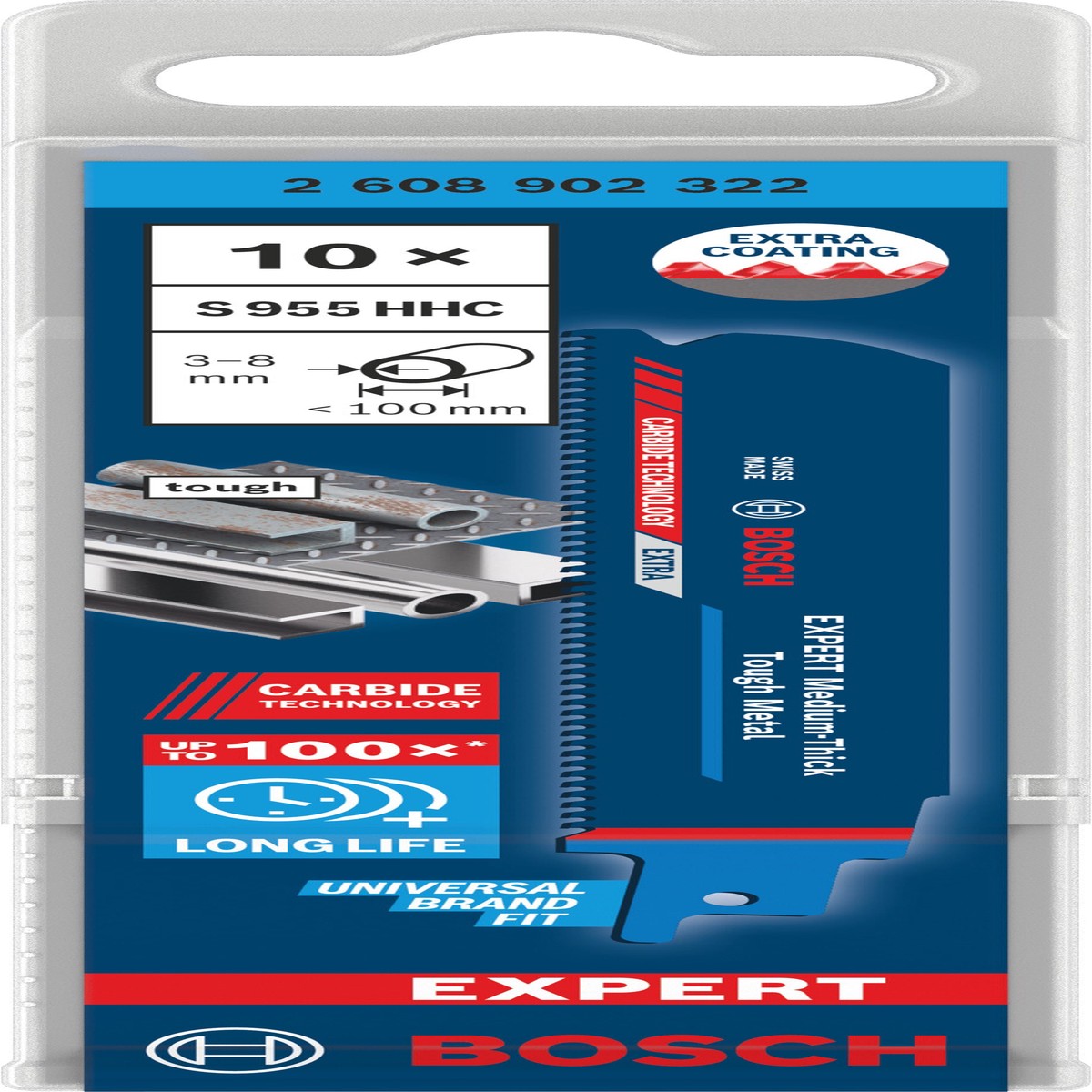 Lminas de serrote eltrico, especial Bosch Accessories (Lmina EXPERT Medium-Thick Tough Metal S955HHC, 10 peas)