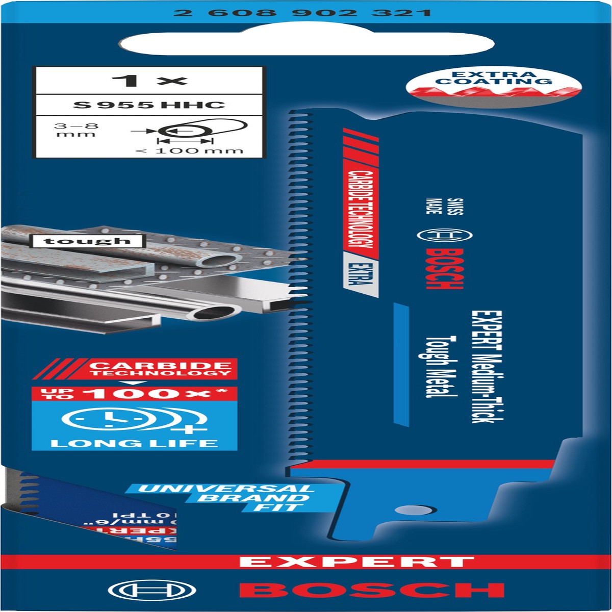 Lminas de serrote eltrico, especial Bosch Accessories (Lmina EXPERT Medium-Thick Tough Metal S955HHC)