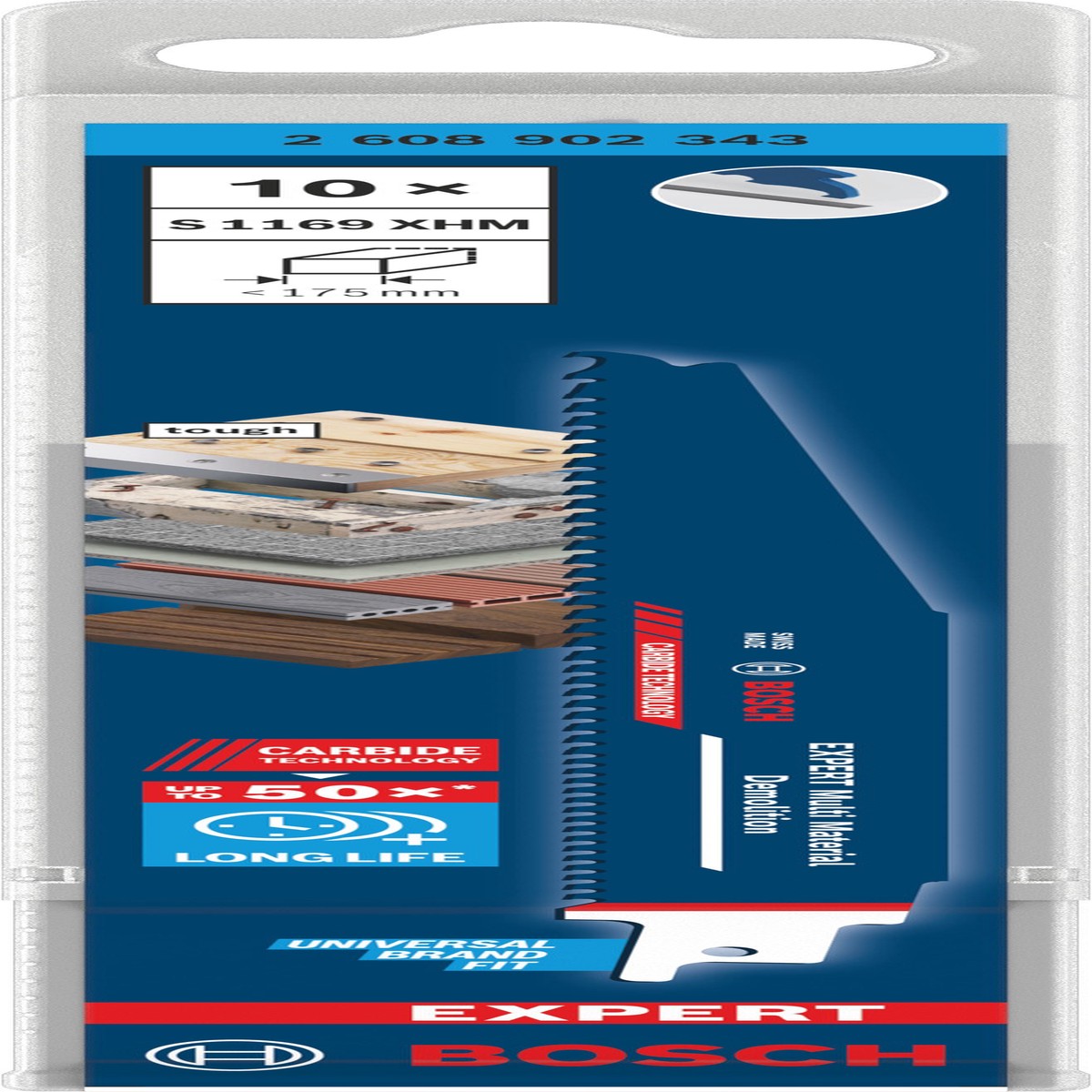 Lminas de serrote eltrico, especial Bosch Accessories (Lmina EXPERT Multi Material Demolition S1169XHM, 10 peas)