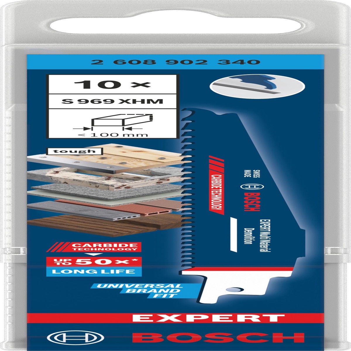 Lminas de serrote eltrico, especial Bosch Accessories (Lmina EXPERT Multi Material Demolition S969XHM, 10 peas)