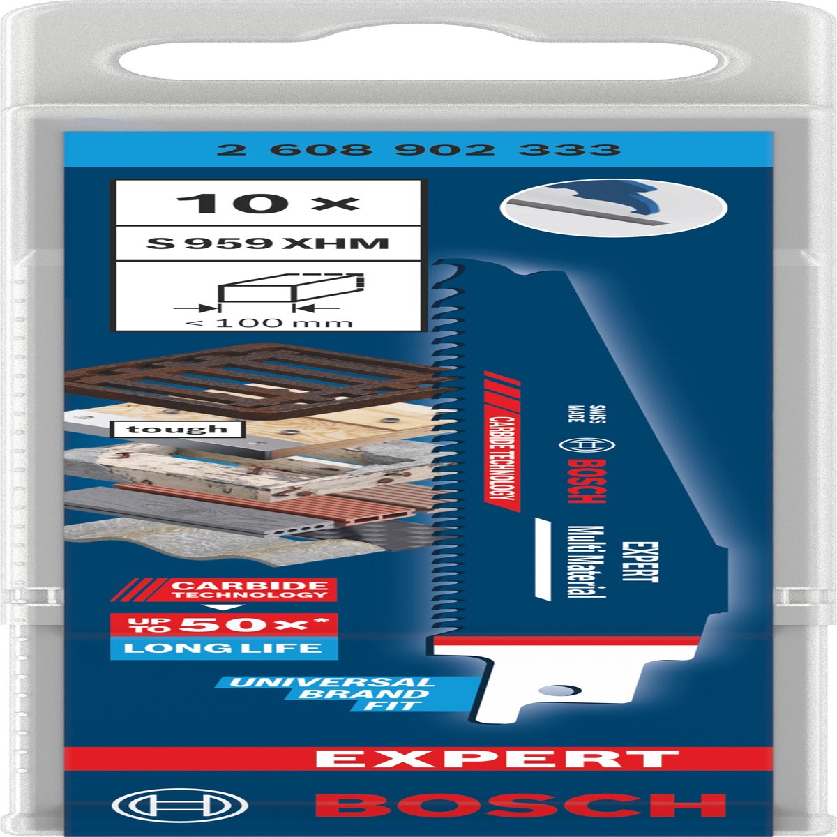 Lminas de serrote eltrico, especial Bosch Accessories (Lmina EXPERT Multi Material S959XHM, 10 peas)