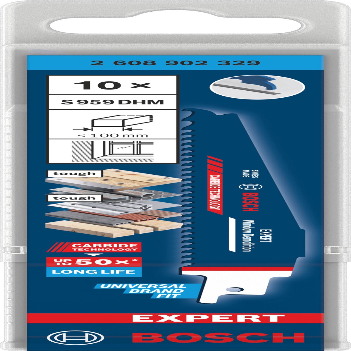 Lminas de serrote eltrico, especial Bosch Accessories (Lmina EXPERT Window Demolition S959DHM, 10 peas)