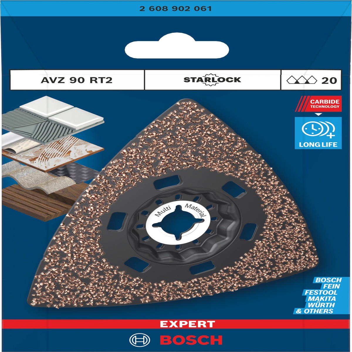 Lminas de serra sabre, ferramenta multifunes Bosch Accessories (Placa de lixar EXPERT AVZ 90 RT2, 90 mm)