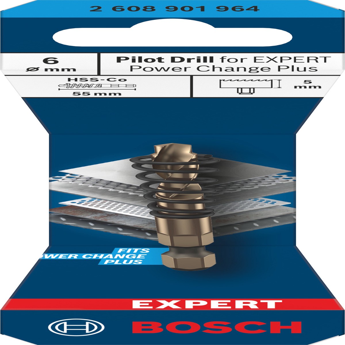 Acessrios de funo serras craneanas Bosch Accessories (Broca de centrar para EXPERT Power Change Plus, HSS-Co, 6 x 5 x 55 mm)