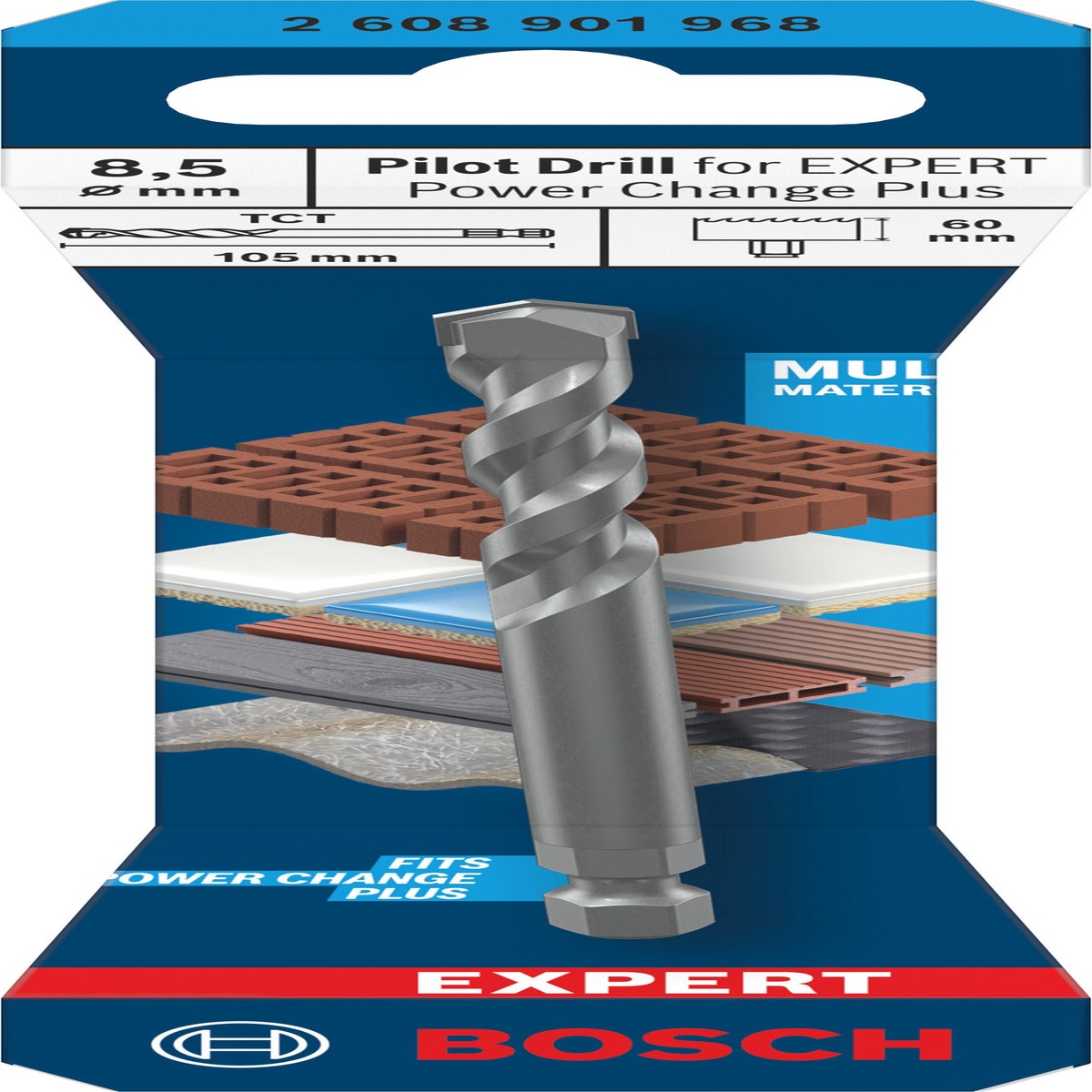 Acessrios de funo serras craneanas Bosch Accessories (Broca de centrar para EXPERT Power Change Plus, TCT, 8,5 x 60 x 105 mm)