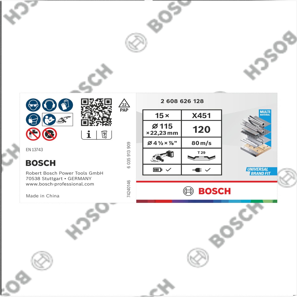 Discos de lamelas Bosch Accessories (Discos de lamelas X451, 115 x 22,23 mm, G120, T29, 15 unid)