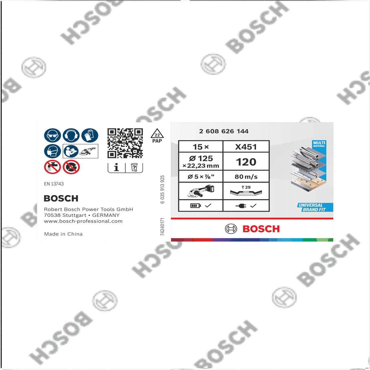 Discos de lamelas Bosch Accessories (Discos de lamelas X451, 125 x 22,23 mm, G120, T29, 15 unid)