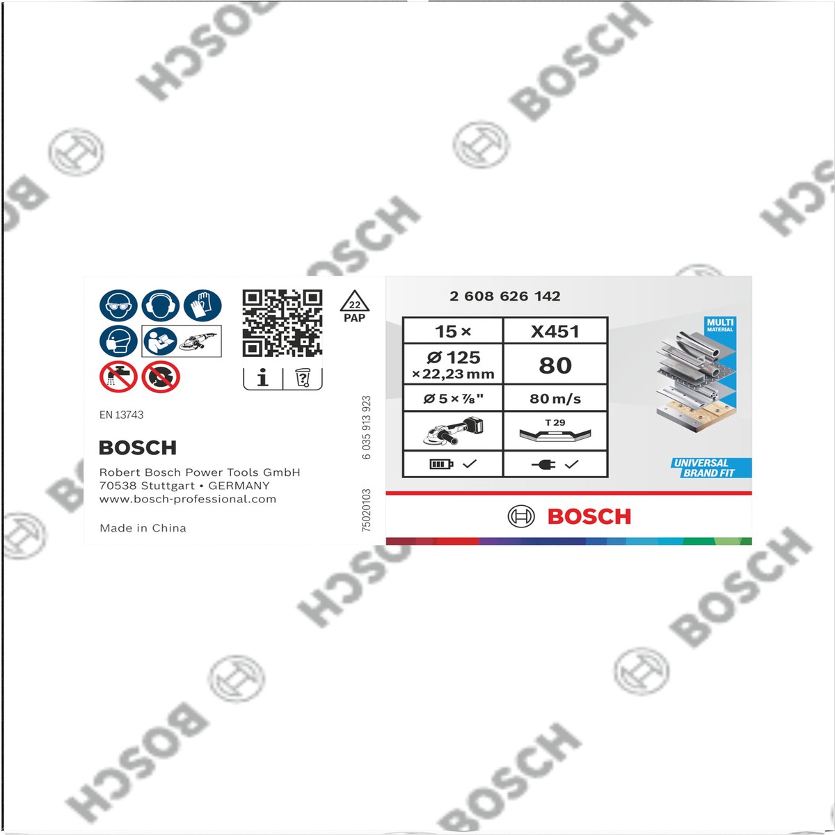 Discos de lamelas Bosch Accessories (Discos de lamelas X451, 125 x 22,23 mm, G80, T29, 15 unid)