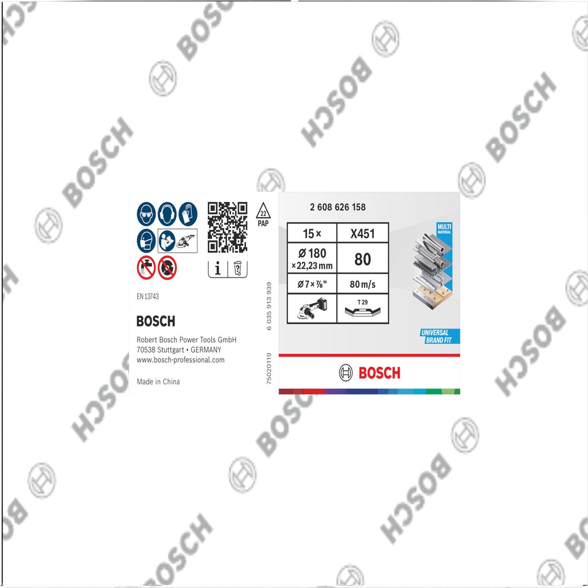 Discos de lamelas Bosch Accessories (Discos de lamelas X451, 180 x 22,23 mm, G80, T29, 15 unid)