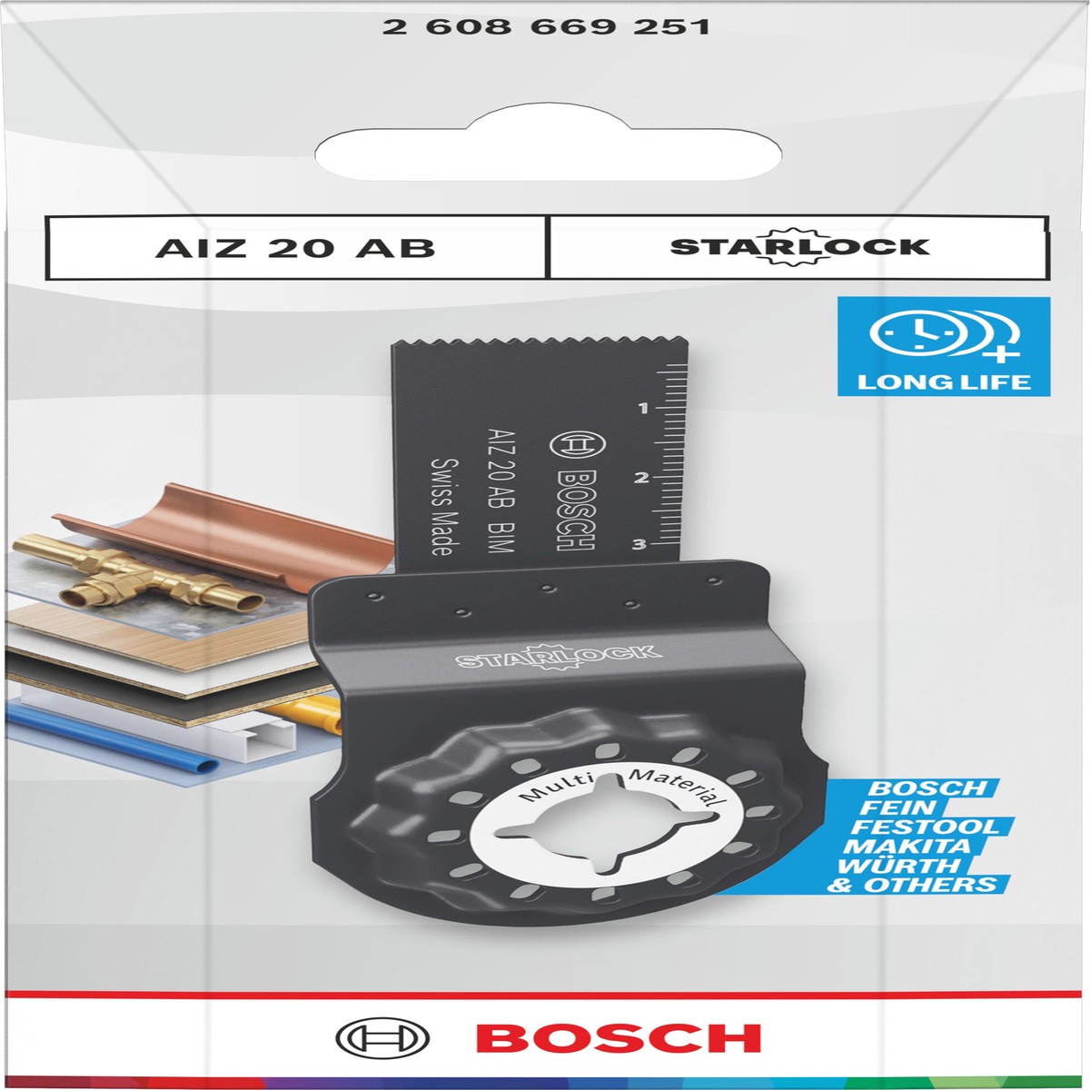 Lminas de serra sabre, ferramenta multifunes Bosch Accessories (Lmina de corte multimaterial AIZ 20 AB, Starlock, 20 x 30 mm)