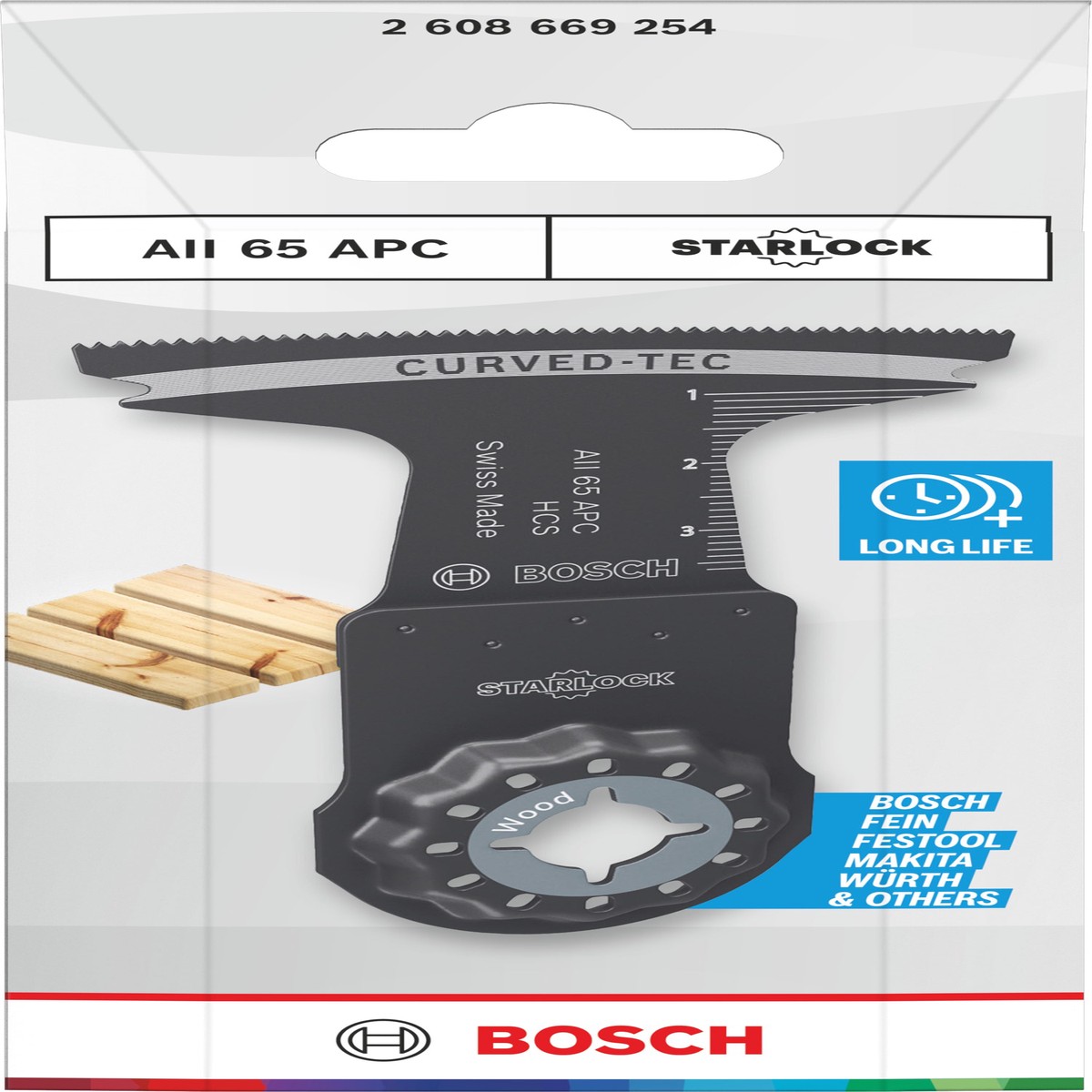 Lminas de serra sabre, ferramenta multifunes Bosch Accessories (Lmina de corte para madeira AII 65 APC, Starlock, 65 x 40 mm)
