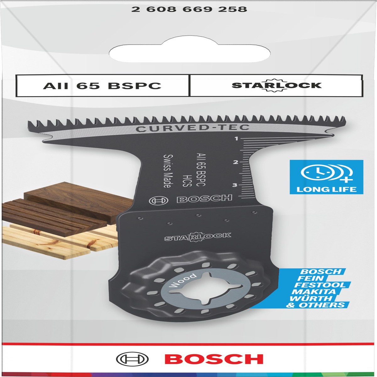 Lminas de serra sabre, ferramenta multifunes Bosch Accessories (Lmina de corte para madeira AII 65 BSPC, Starlock, 65 x 40 mm)