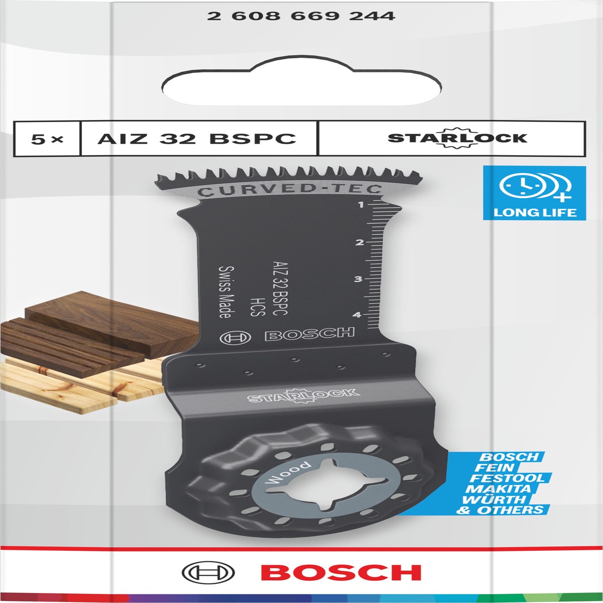 Lminas de serra sabre, ferramenta multifunes Bosch Accessories (Lmina de corte para madeira AIZ 32 BSPC, Starlock, 32 x 50 mm, 5 unid)