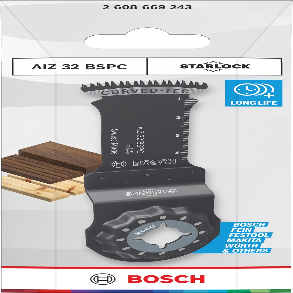 Lminas de serra sabre, ferramenta multifunes Bosch Accessories (Lmina de corte para madeira AIZ 32 BSPC, Starlock, 32 x 50 mm)