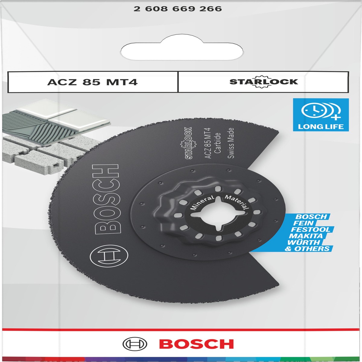 Lminas de serra sabre, ferramenta multifunes Bosch Accessories (Lmina de corte para material mineral ACZ 85 MT4, Starlock, 85 mm)