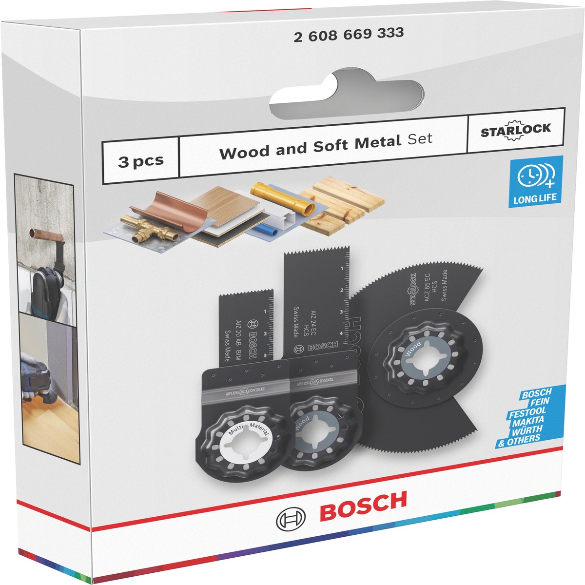 Lminas de serra sabre, ferramenta multifunes, conjuntos Bosch Accessories (Conjunto de lminas para madeira e metal macio, 3 unid)