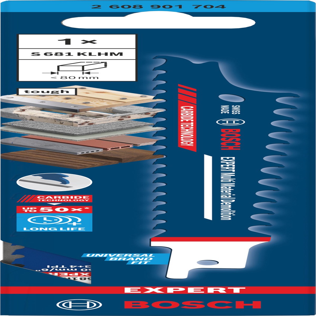 Lminas de serrote eltrico, especial Bosch Accessories (Lmina EXPERT Multi Material Demolition S681KLHM)