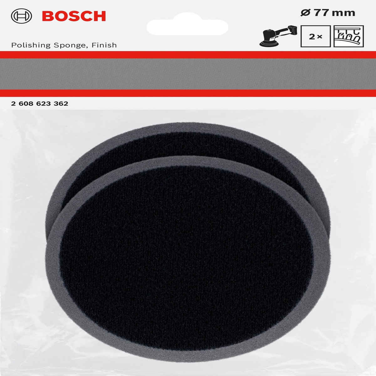 Polir o acessrio de funo Bosch Accessories (Esponja de polimento, 77mm, Acabamento, 2 unid.)