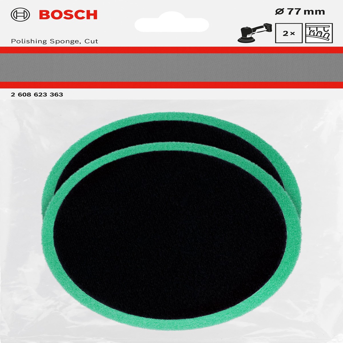 Polir o acessrio de funo Bosch Accessories (Esponja de polimento, 77mm, Corte, 2 unid.)