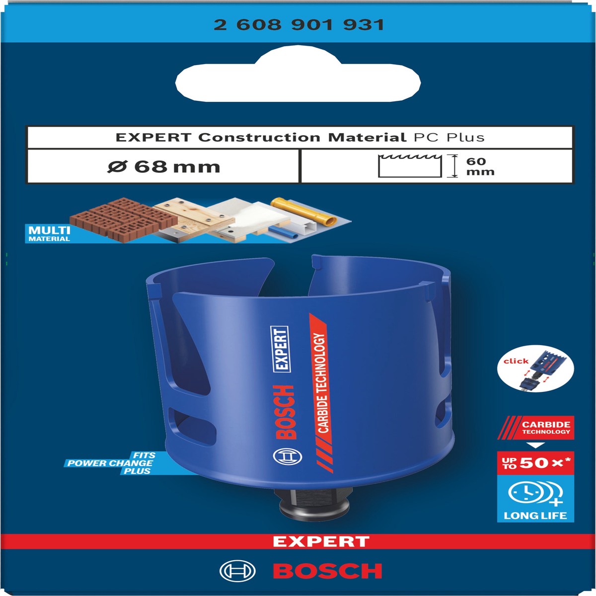 Serras craneanas Bosch Accessories (Serra craneana EXPERT Construction Material Power Change Plus, 68 x 60 mm)