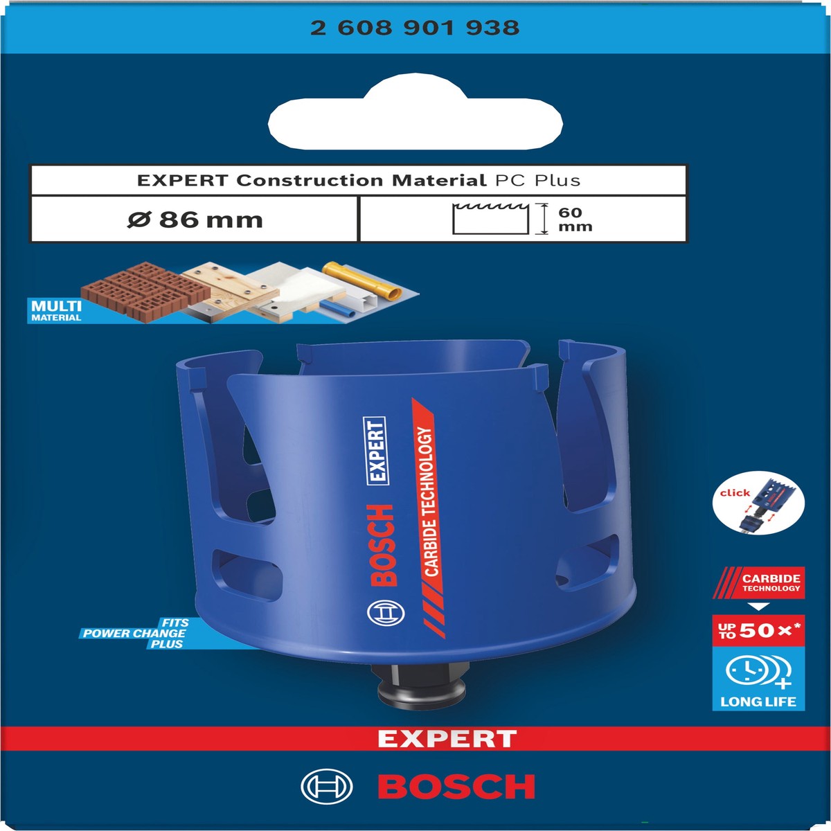 Serras craneanas Bosch Accessories (Serra craneana EXPERT Construction Material Power Change Plus, 86 x 60 mm)