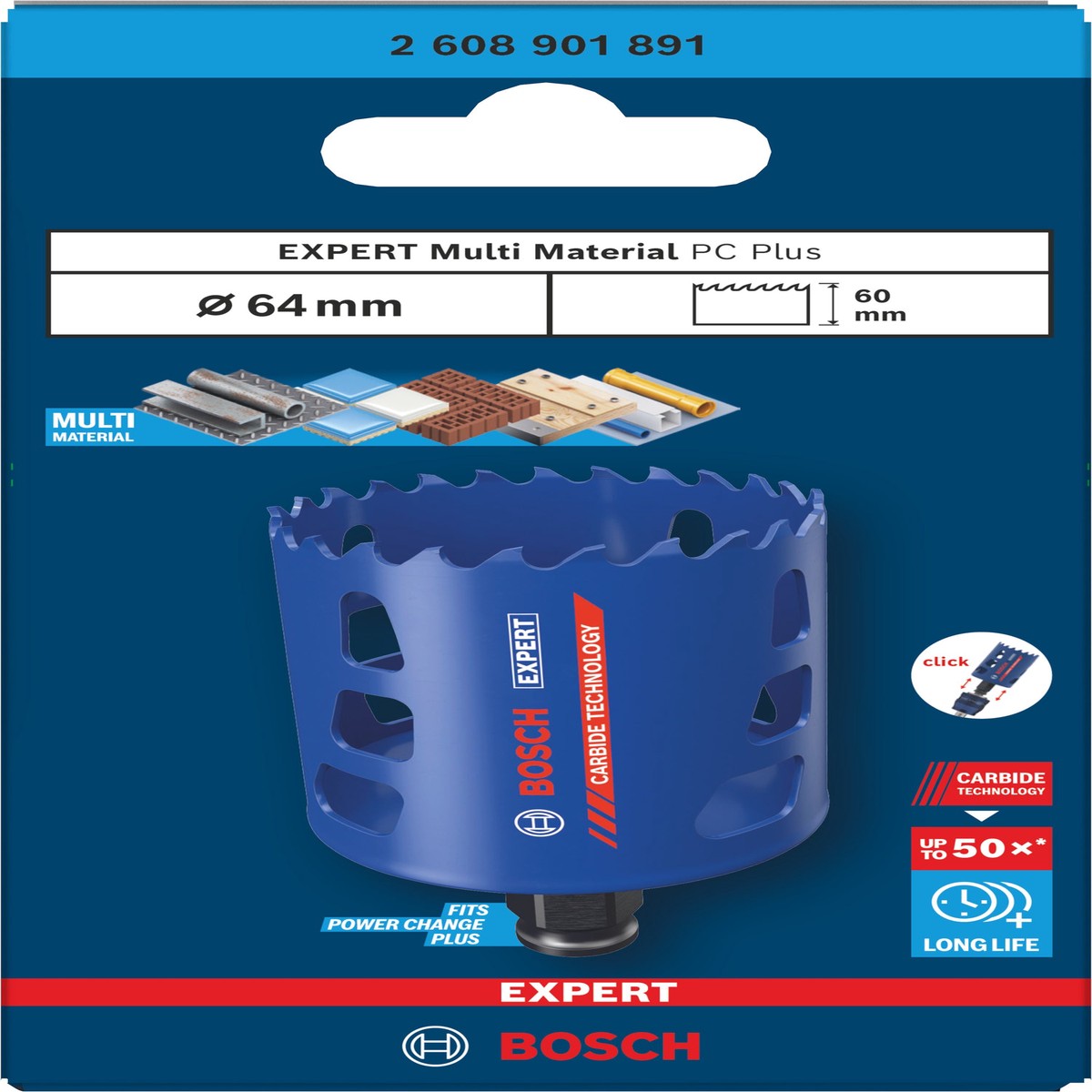 Serras craneanas Bosch Accessories (Serra craneana EXPERT Multi Material Power Change Plus, 64 x 60 mm)