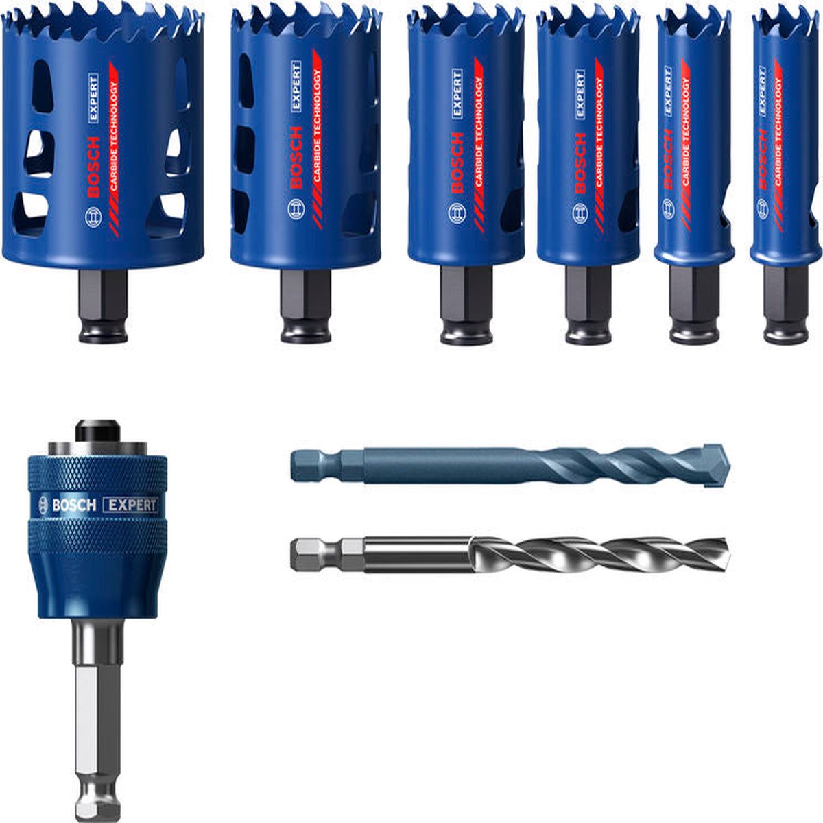 Serras craneanas, conjuntos Bosch Accessories (Conjunto de serras craneanas EXPERT Multi Material Power Change Plus, 22; 25; 35; 40; 51; 68 x 60 mm, 9 unid)