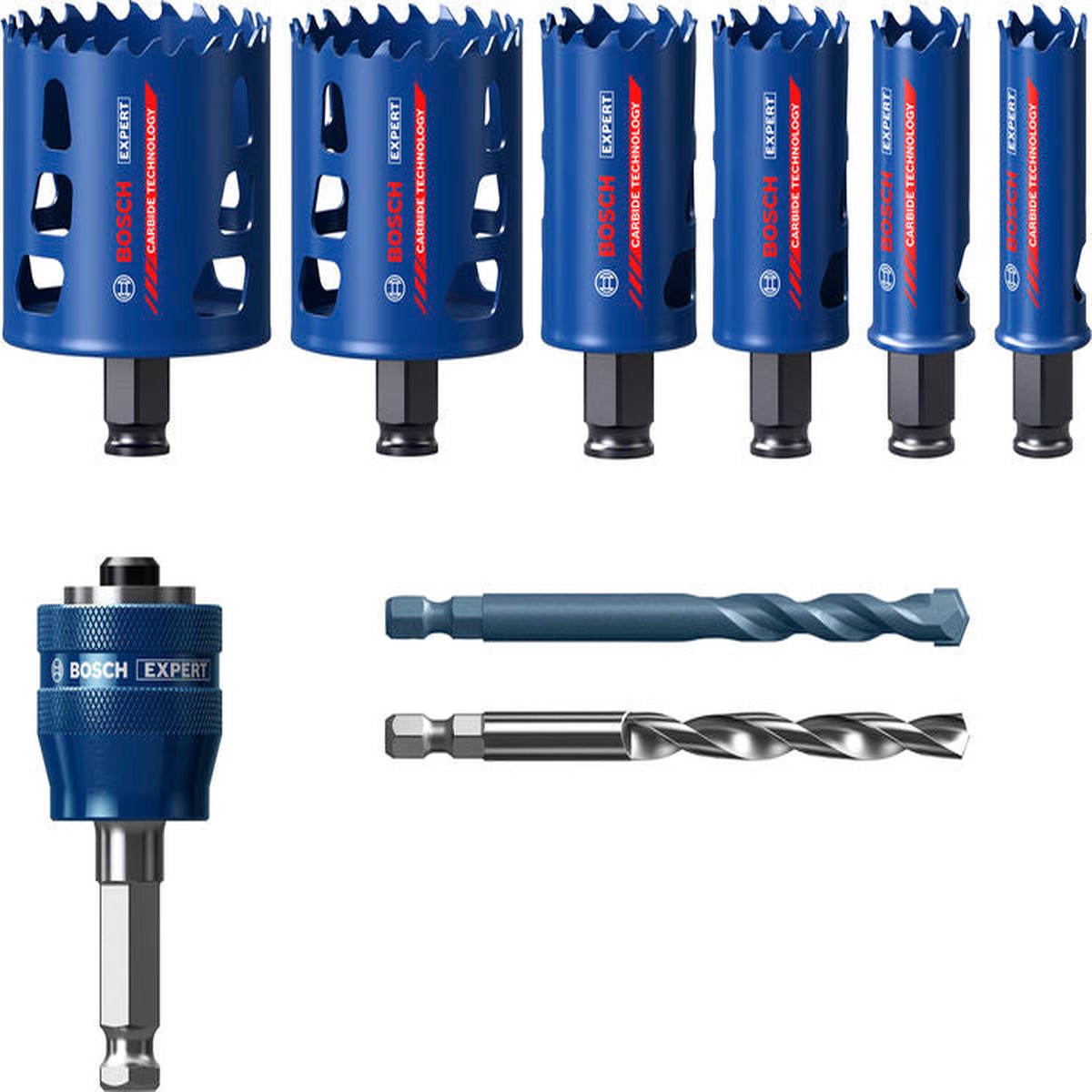 Serras craneanas, conjuntos Bosch Accessories (Conjunto de serras craneanas EXPERT Multi Material Power Change Plus, 22; 25; 35; 51; 60; 68 x 60 mm, 9 unid)