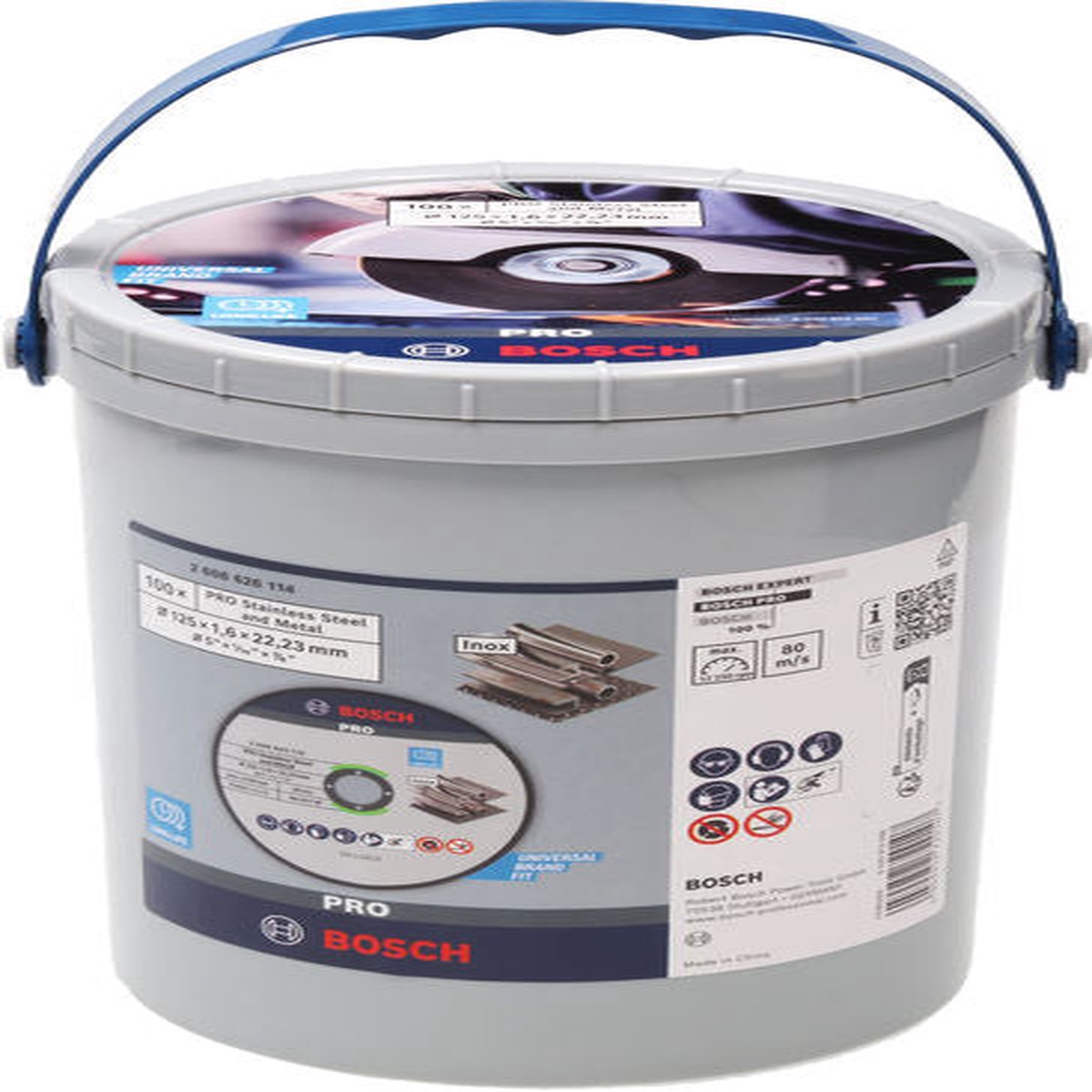 Discos de rebarbar e de corte Bosch Accessories (Disco abrasivo de corte ligado PRO Stainless Steel and Metal, 125x1,6x22,23 mm, reto, 100 unid)