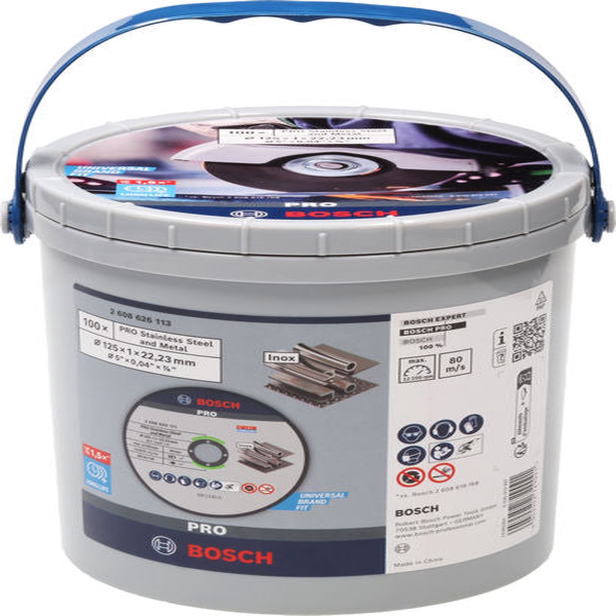 Discos de rebarbar e de corte Bosch Accessories (Disco abrasivo de corte ligado PRO Stainless Steel and Metal, 125x1x22,23 mm, reto, 100 unid)
