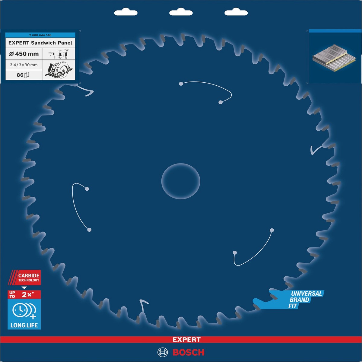Discos para serras circulares. Bosch Accessories (Lmina de serra circular EXPERT Sandwich Panel, 450 x 3,4/3 x 30 mm, T86)