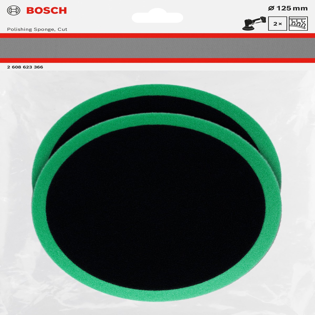 Polir o acessrio de funo Bosch Accessories (Esponja de polimento, 125mm, Corte, 2 unid.)